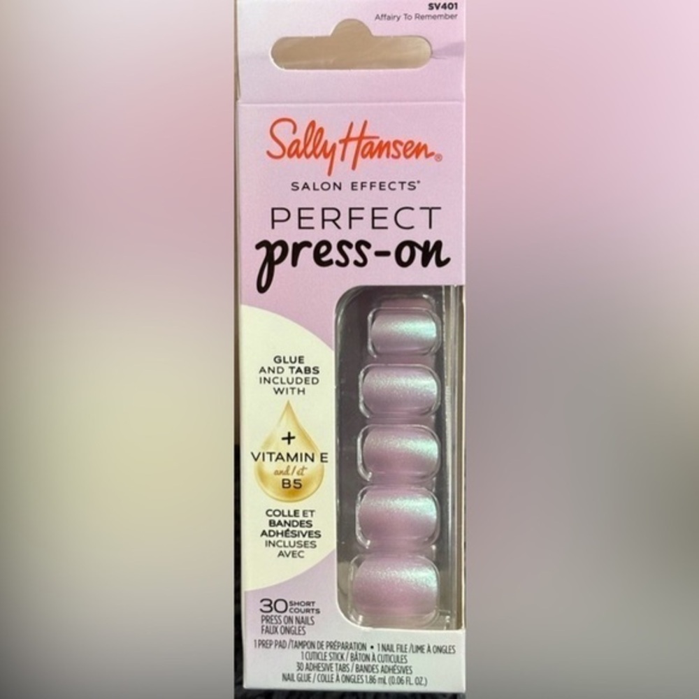 Pink press on nails with vitamin nail glue new in pack